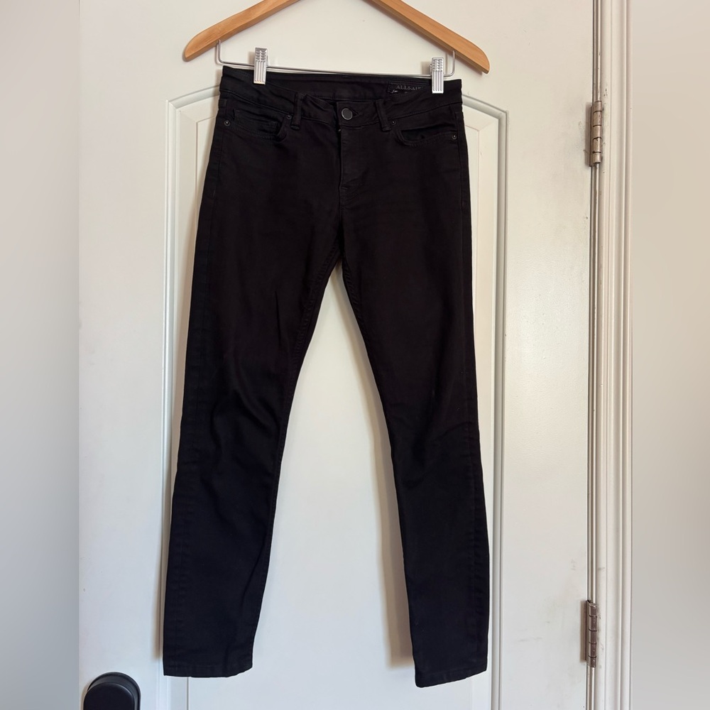 ALL SAINTS Women’s Black Button Fly Skinny Jeans. Size 27